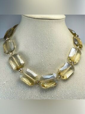 Stunning Unsigned Crystal Glass Ice Cube Statement Collar Necklace Heavy